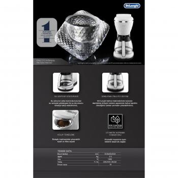Cafetera de Filtro Delonghi Brillante 10 Tazas 1000W 1.25 Litros - Negra