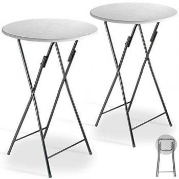 Juego de Mesas de Bar Plegables 2 Piezas Blancas Ø60cm para Jardín y Camping
