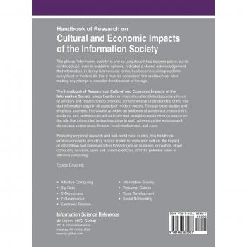 Manual de Investigación sobre Impactos Culturales y Económicos de la Sociedad de la Información (Avances en Aspectos Humanos y Sociales de la Tecnología) - Tapa Dura