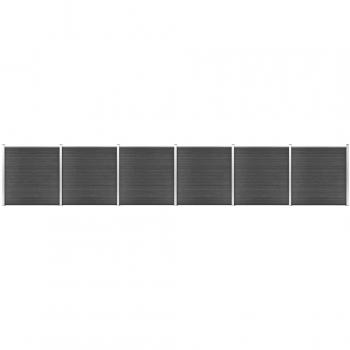 Juego de paneles de valla WPC negro 1045x186 cm