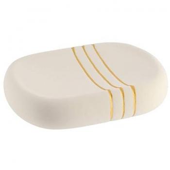 Soporte para Jabón de Cerámica Bicolor Beige y Dorado