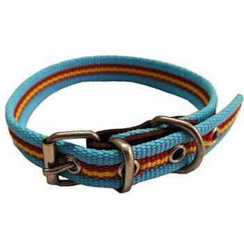 Collar de Perro Bandera de España de Algodón Azul 25 cm - Resistente a Tirones y Climatología