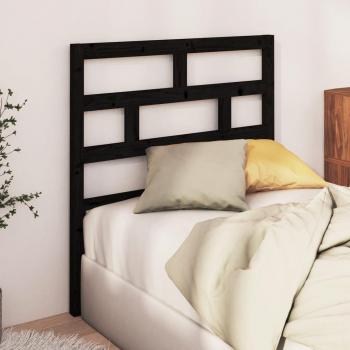 Cabecero de cama negra 106x4x100 cm madera maciza de pino