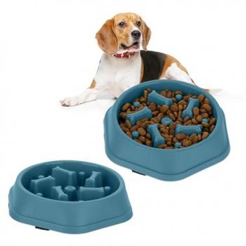 2x Comedero Antivoracidad para Perros, 500 ml, Lenta Ingesta de Alimento, Apto para Lavavajillas, Azul