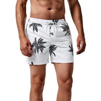 MaaMgic Shorts de baño para Hombre Shorts de Playa Traje de bañode Secado rápido para Vacaciones Coco Blanco M