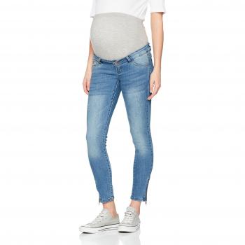 MAMALICIOUS Mlriga Slim 7/8 Zip Jeans, Pantalones Premamá para Mujer, Azul