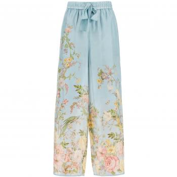 Zimmermann Women's Floral Print Silk Palazzo Trousers in Clear Blue | 9924PSS243BUF