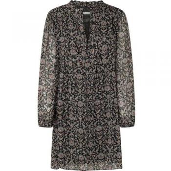 Pepe Jeans Floral Print Short Dress with Sheer Long Sleeves