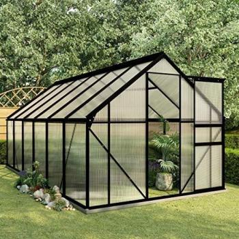 Invernadero vidaXL con estructura de aluminio gris antracita, dimensiones 190x70x202 cm (1,33 m²) y 190x130x202 cm (2 m² o más), superficie total de 7