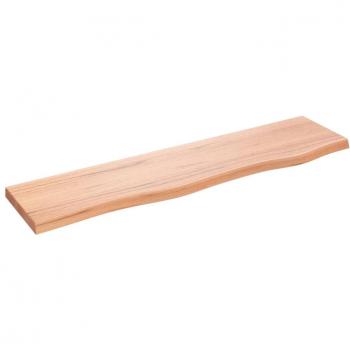 Estante de pared de roble macizo tratado marrón claro 80x20x2 cm
