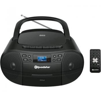 Roadstar RCR-779D+/BK Radio Cassette con CD Portátil DAB / DAB+ / FM, Reproductor CD-MP3, USB, Boombox, Mando a Distancia, AUX-IN, Salida