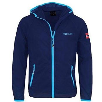 Chaqueta Windbreaker Fjell Running para Niños Trollkids, Color Azul Marino, Talla 110 cm