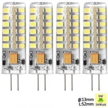 Sunix 4pcs Alta Potencia G4 5W 48 SMD 2835 LED Silicona Lámpara Bombilla de Proyector Blanco Puro Regulable SU025