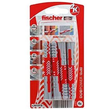 Taco Fischer DUOPOWER 10x80 mm - 4 Unidades, Alta Capacidad de Carga y Versatilidad