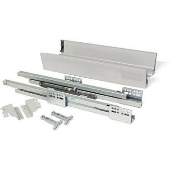 EMUCA - Kit de cajón para Cocina o baño con guias de extracción Total y Cierre Suave, Altura 83mm y Profundidad 350mm, Gris