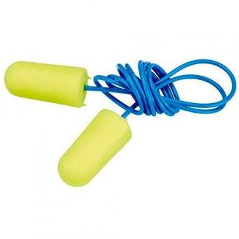 Tapones para los oídos EARSoft Neón Amarillo con cordón (200 pares, 34 dB)