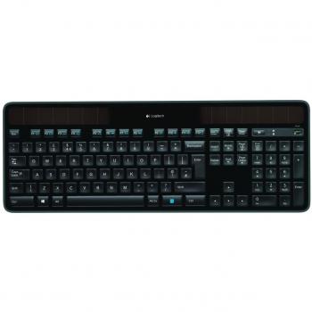 Logitech K750 Wireless Solar Keyboard for Windows, 2.4GHz Wireless with USB Unifying Receiver, Ultra-Thin, Compatible with PC, Laptop, QWERTY UK English Layout - Black