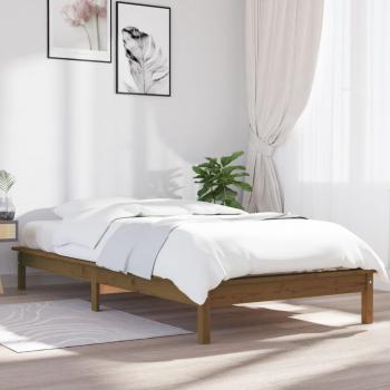 Cama solar sin colchón ámbar 100x200 madera maciza pino marrón miel