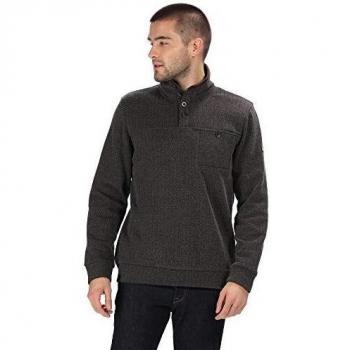 Regatta Lochran Button-Neck Herringbone Effect Jacquard Fleece Forro Polar, Hombre, Negro, XL