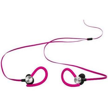 Auriculares Deportivos Intra-auriculares Impermeables Rosa con Cable Plano y Montaje en la Oreja