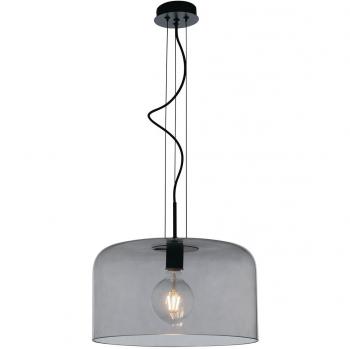 Lámpara colgante de techo de vidrio gris, 1 bombilla E27, diámetro 40 cm, altura 150 cm