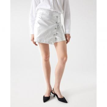 Falda-pantalón encerada plateada para mujer