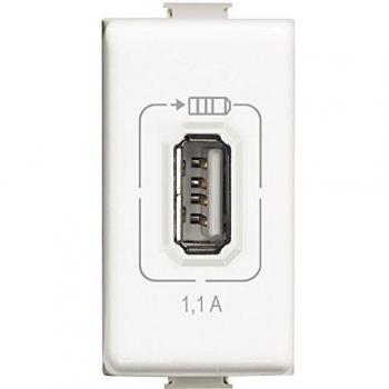 Presa Cargador USB Bticino Matix 5V 1.1A Blanca