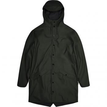 Rains Long Unisex Jacket - Green - Size: XS