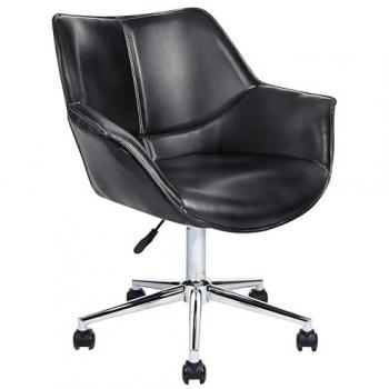 Silla de Oficina Giratoria Elegante en Ecopiel Negra con Altura Ajustable