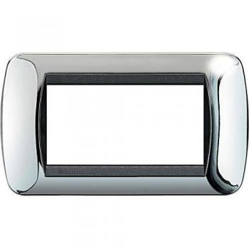 Placa Bticino Living International 4 módulos cromo pulido L4804CR