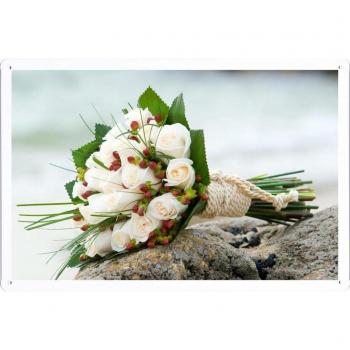 Metal cartel Cartel de chapa Hojalata sesión Flower Tin Sign Roses Flower Grass Stones Rope Beauty 22893 Retro Vintage Pared Decoración by hamgaacaan