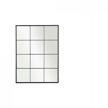 Espejo Ventana Decorativo Siena Negro 120x90cm - Metal y Cristal - Estilo Industrial Moderno