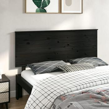 Cabecero de cama negra 164x6x82,5 cm madera maciza de pino