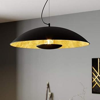 Lámpara colgante moderna Emilienne de metal negro y dorado, Ø 60 cm, regulable para salón y comedor