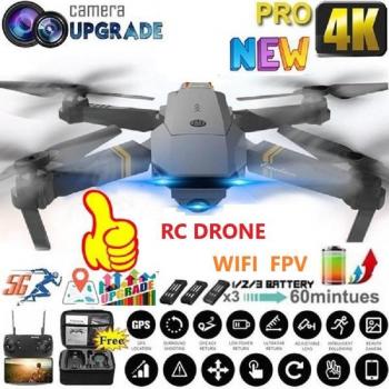 Dron RC E58 Profesional 2024 con Cámara 4K/1080P Wifi, Gran Angular, Fotografía Aérea, Quadcopter Plegable y 3 Baterías