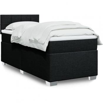 Cama box spring con colchón tela negro 100x200 cm Negro