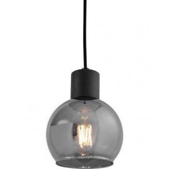 Lámpara Colgante Art Déco Negra con Cristal Ahumado y Acero, Tono Gris/Negro, E27
