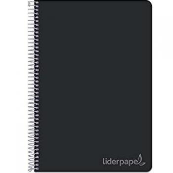 Cuaderno espiral liderpapel cuarto witty tapa dura 80h 75gr cuadro 4mm con margen color negro