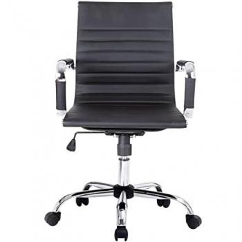 Equip 651002 Silla de Oficina Ergonómica con Respaldo Medio Acolchado, Tapizado Acanalado, Mecanismo de Mariposa y Ajuste de Altura - Negra