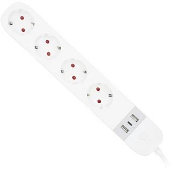 Base Múltiple Wifi Intel Energeeks - 4 Tomas + 2 USB A + 1 USB-C 16A 3680W, Compatible con Alexa y Google, Monitor de Consumo