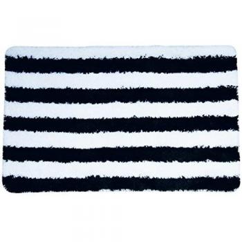 MSV Deauville Alfombra de baño, Tela, Negro, 80x50x3 cm