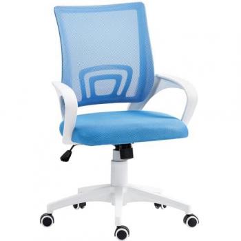 Silla de Oficina Homcom Malla Azul Claro 57x55x109 cm Altura Ajustable Soporte Lumbar Reposabrazos Carga 120 kg
