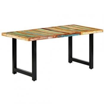 vidaXL Mesa de Comedor de Madera Maciza Reciclada Mobiliario Casa Diseño Elegante Moderna Estable Práctica Decorativa Duradera Robusta 180x90x76cm