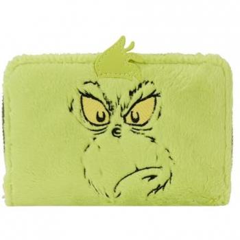 Cartera Billetera de Peluche Grinch con Cierre y Efecto Brillante - Dr. Seuss