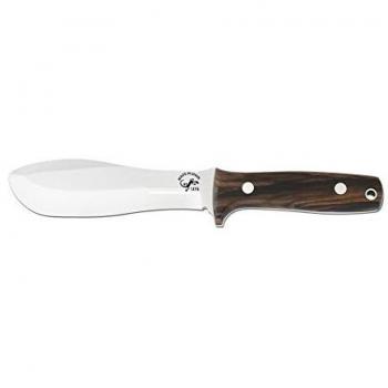 Cuchillo de Caza Salamandra Ébano 16 cm con Funda de Cuero y Pañuelo Desenfunda, 360 g