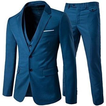 Traje de 3 Piezas con Chaqueta, Chaleco y Pantalones, Hombre, de Cuadros, Ajuste Moderno