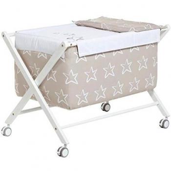 Alondra - Minicuna para bebé de madera completa, con vestidura