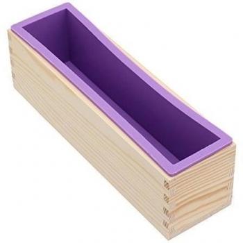Púrpura-1100G en un Marco de Madera + Silicona Molde Rectangular Jabón Hecho a Mano Regalos