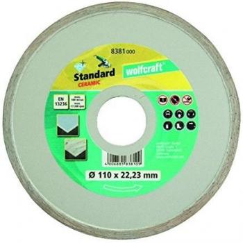 wolfcraft 8381000 disco diamantado de tronzar Standard Ceramic, cerrado el borde, para amoladoras angulares PACK 1, plata, 110mm