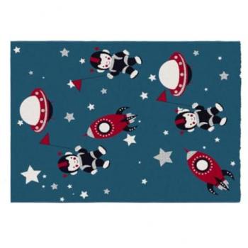 Alfombra para niños Astronautas - Acabado brillante con hilos de lares - 120 x 170 cm - Multicolor